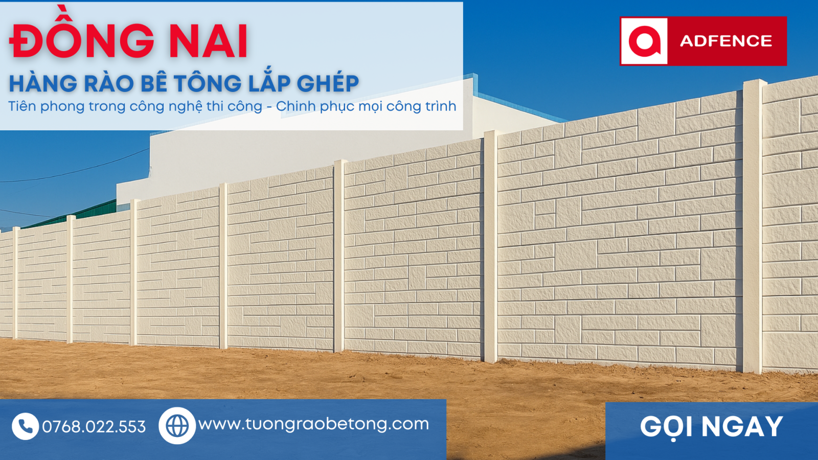 Mẫu hàng rào bê tông lắp ghép Vân đá đẹp ADFENCE Đồng Nai