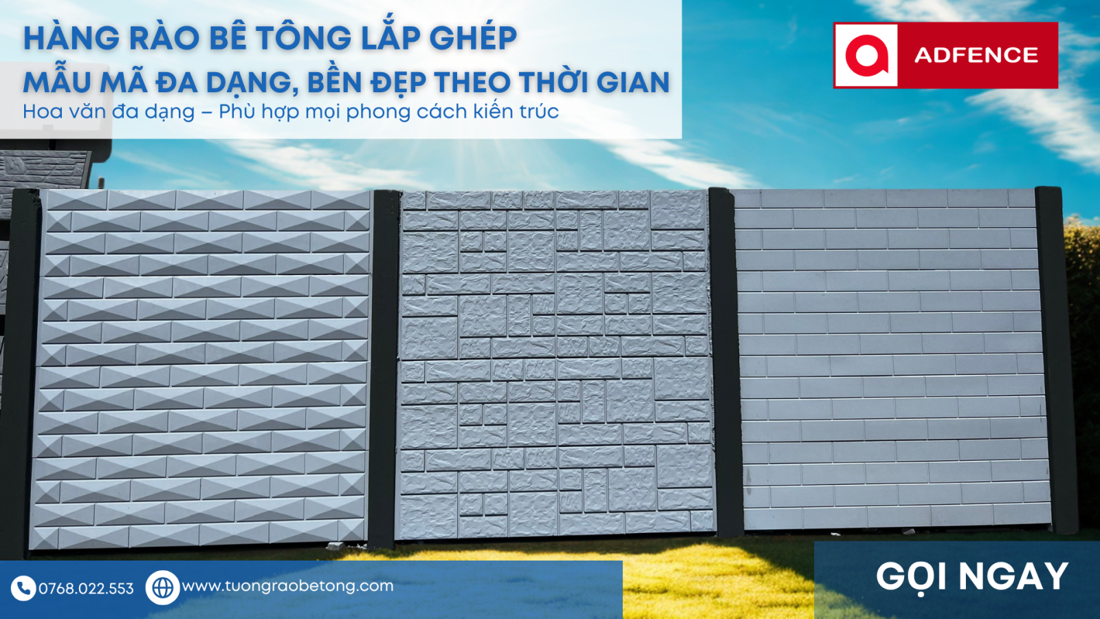 Một trong số các mẫu hàng rào bê tông lắp ghép ADFENCE Đồng Nai