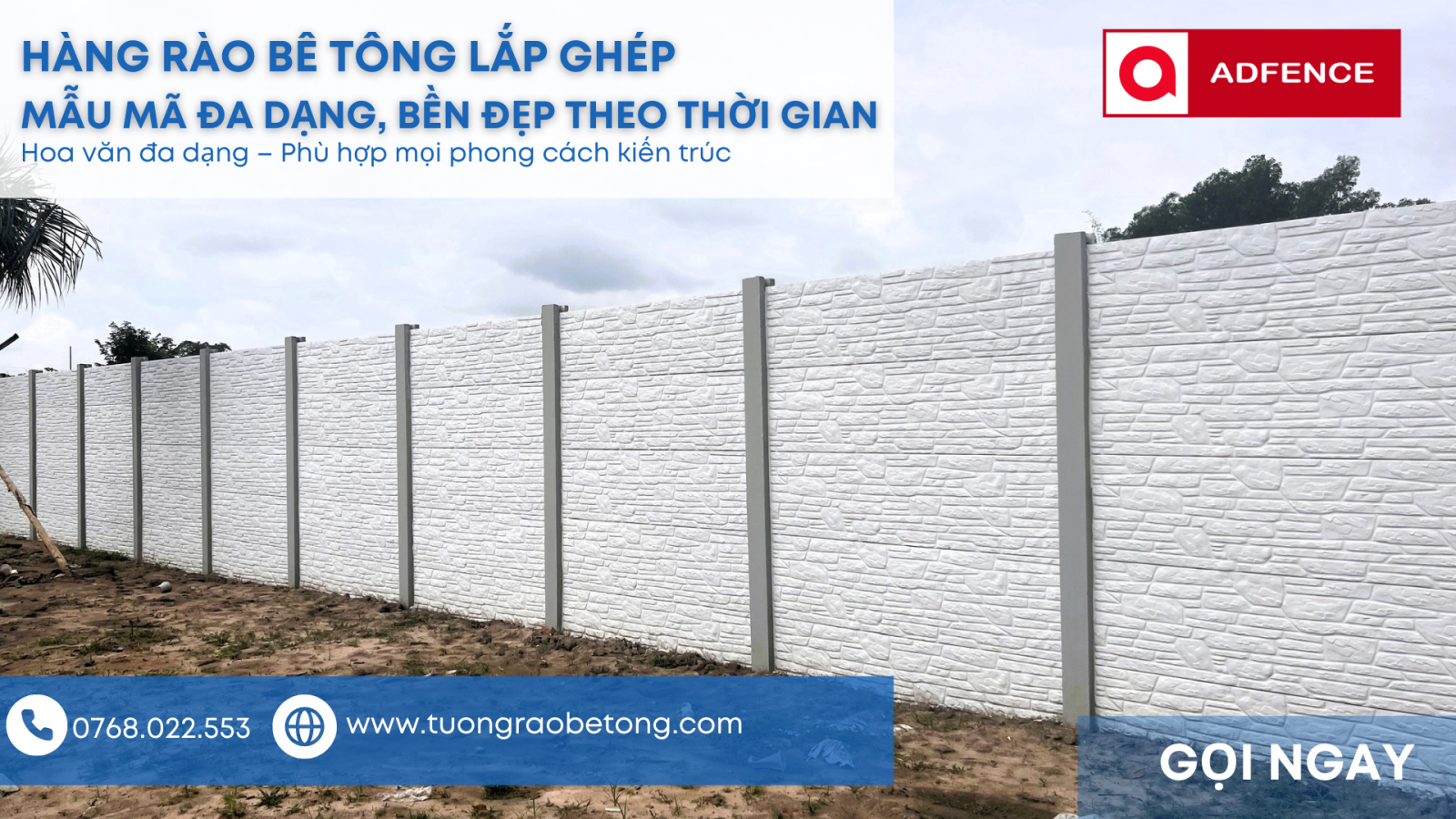 Mẫu hàng rào bê tông lắp ghép hiện đại 2025