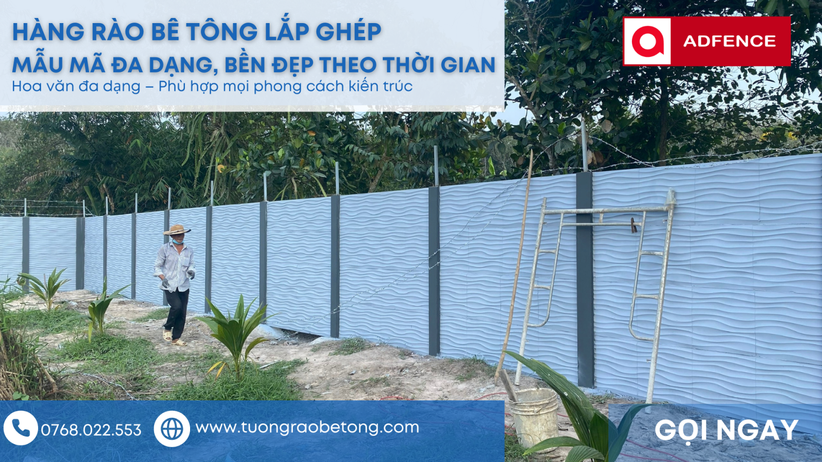 Mẫu hàng rào bê tông lắp ghép 3D vân sóng ADFENCE Đồng Nai