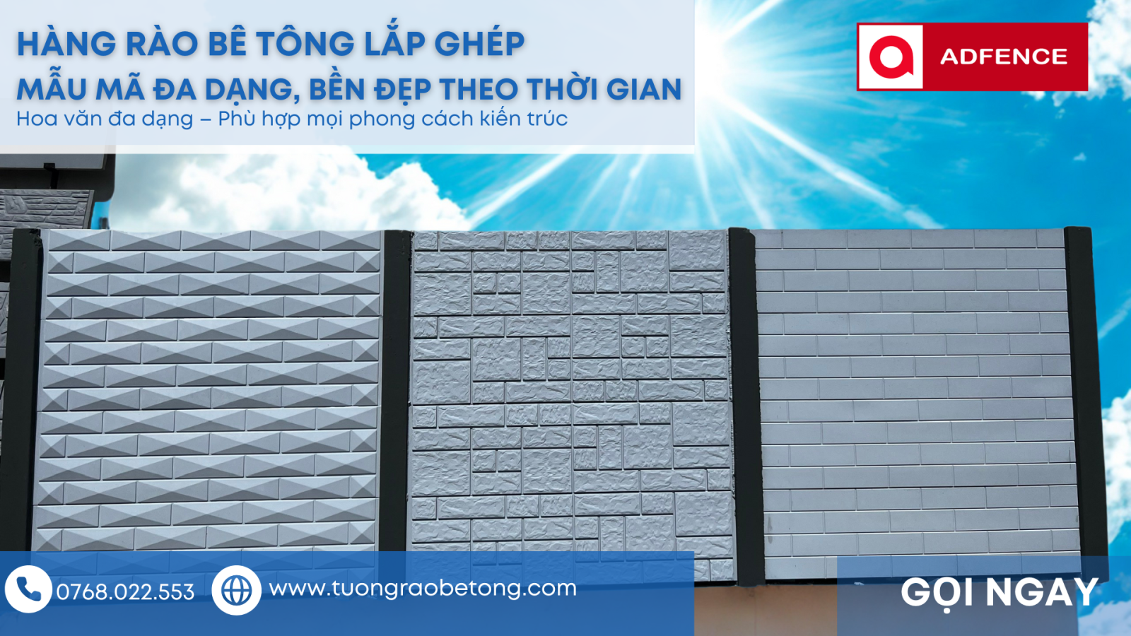 Mẫu mã hàng rào bê tông lắp ghép 