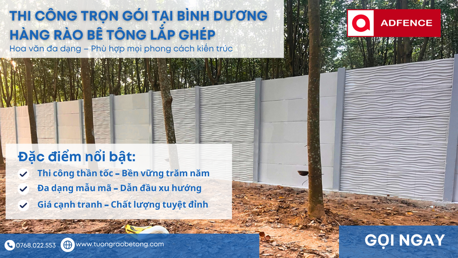 Công trình hàng rào bê tông lắp ghép tại Bình Dương – ADFENCE
