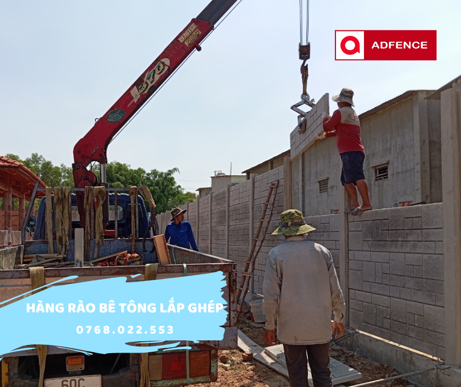 Thi công hàng rào bê tông lắp ghép 2