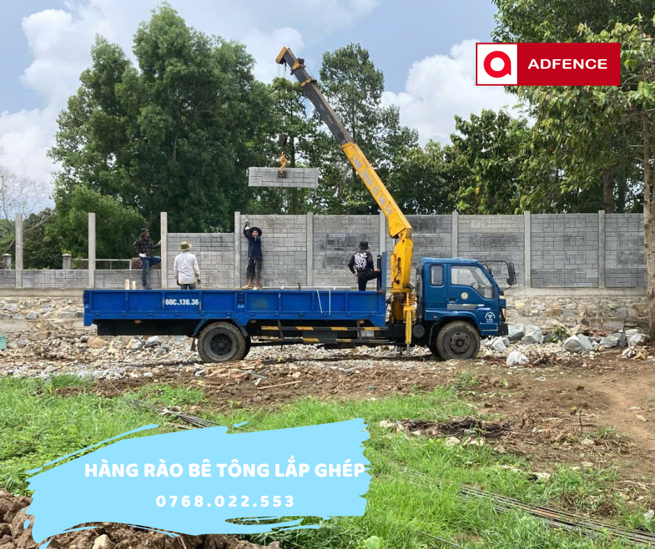 Thi công tường rào bê tông lắp ghép