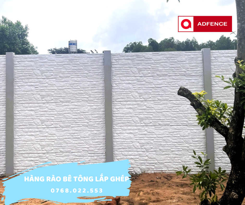 Tường rào bê tông lắp ghép giả đá
